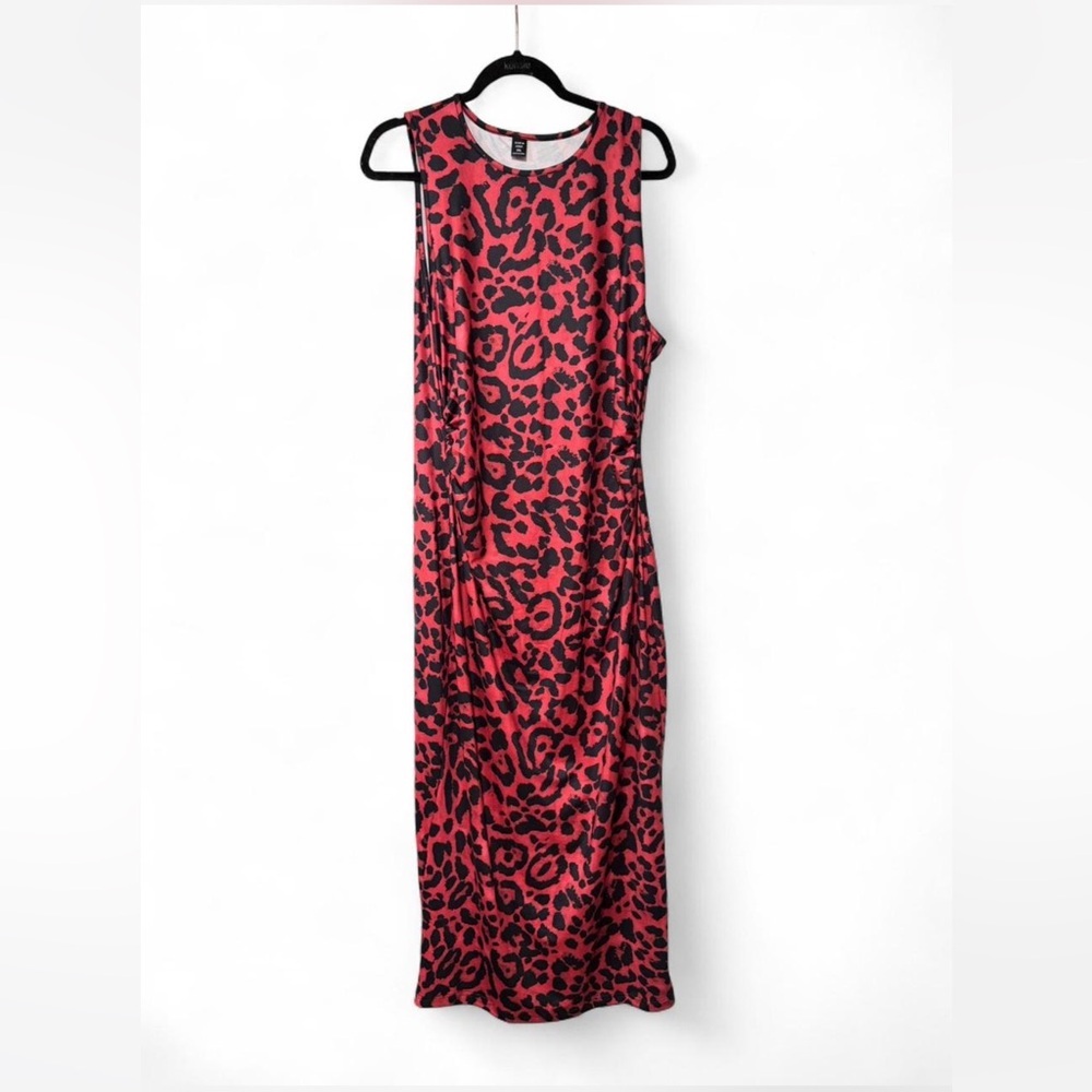 SHEIN Red and Black Animal Print Maxi Dress